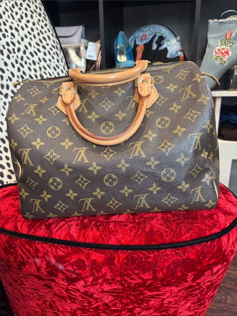 Louis Vuitton Brown Monogram Satchel with Natural Leather Trim